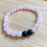 Bracelet en perles de quartz rose