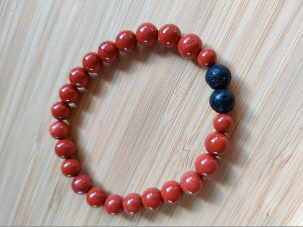 Bracelet en perles de jaspe rouge
