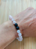 Bracelet quartz rose & pierre de lave